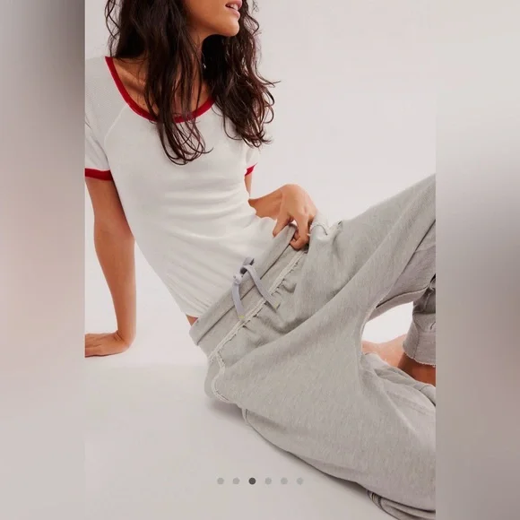 Free People Going For It Lounge Joggers in Heather Grey Combo - Picture 2 of 11